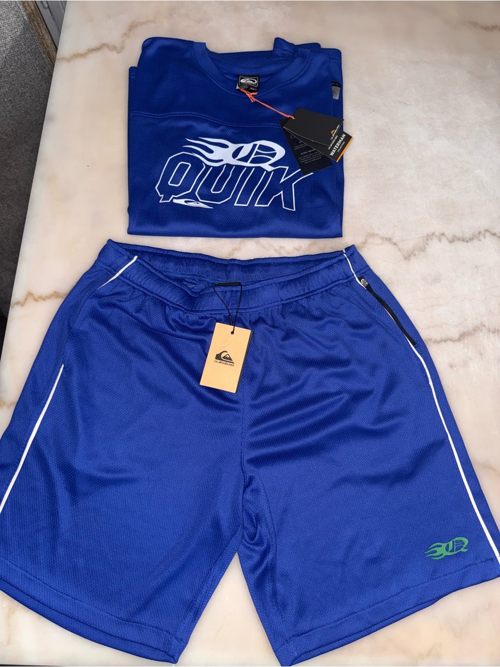 Quiksilver Men's Athletic Mesh Shorts and Top Set - Royal Blue